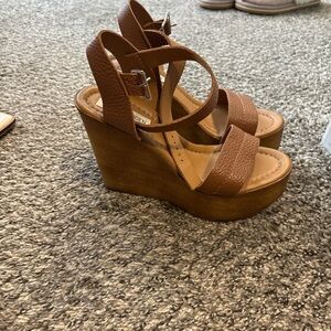 Brown Leather Wedge Sandals - Steve Madden